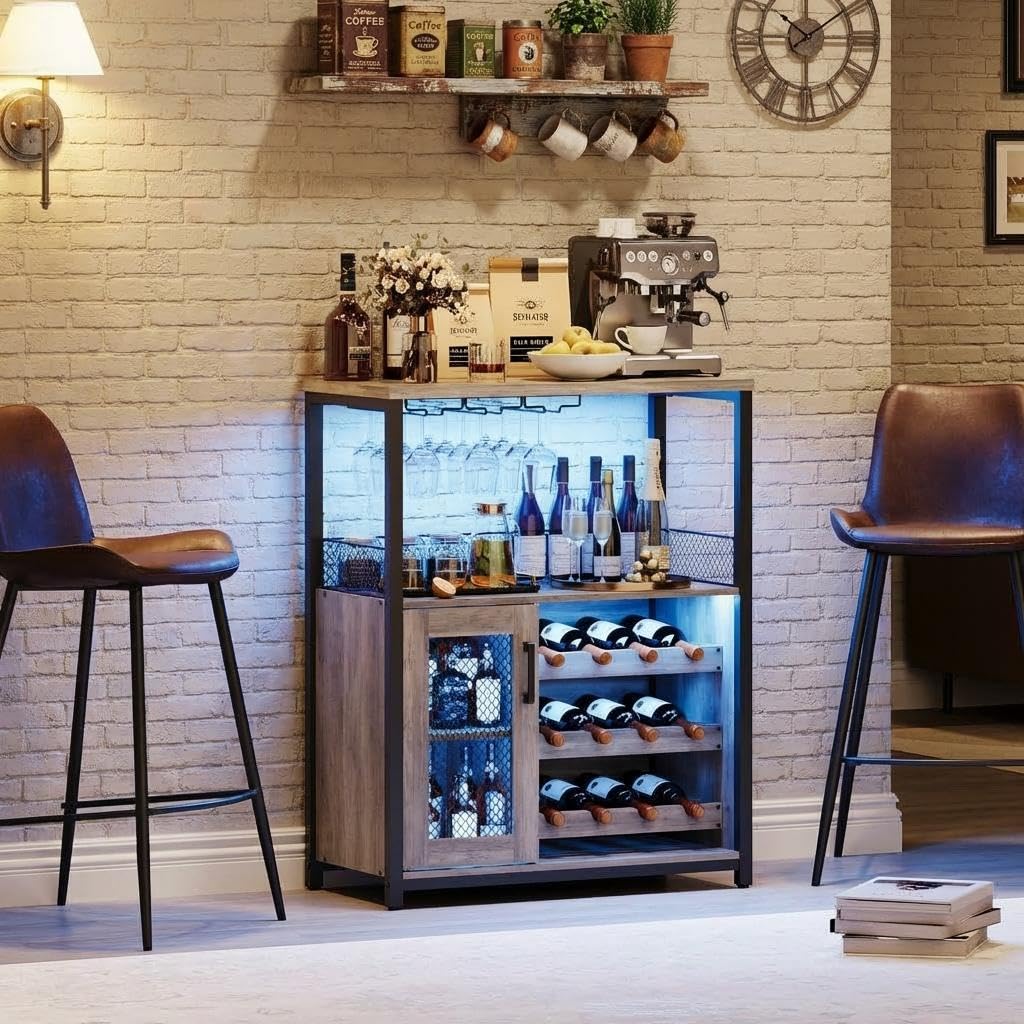 Home Bar And Cabinet - خزانة بار للنبيذ بثلاث طبقات مع