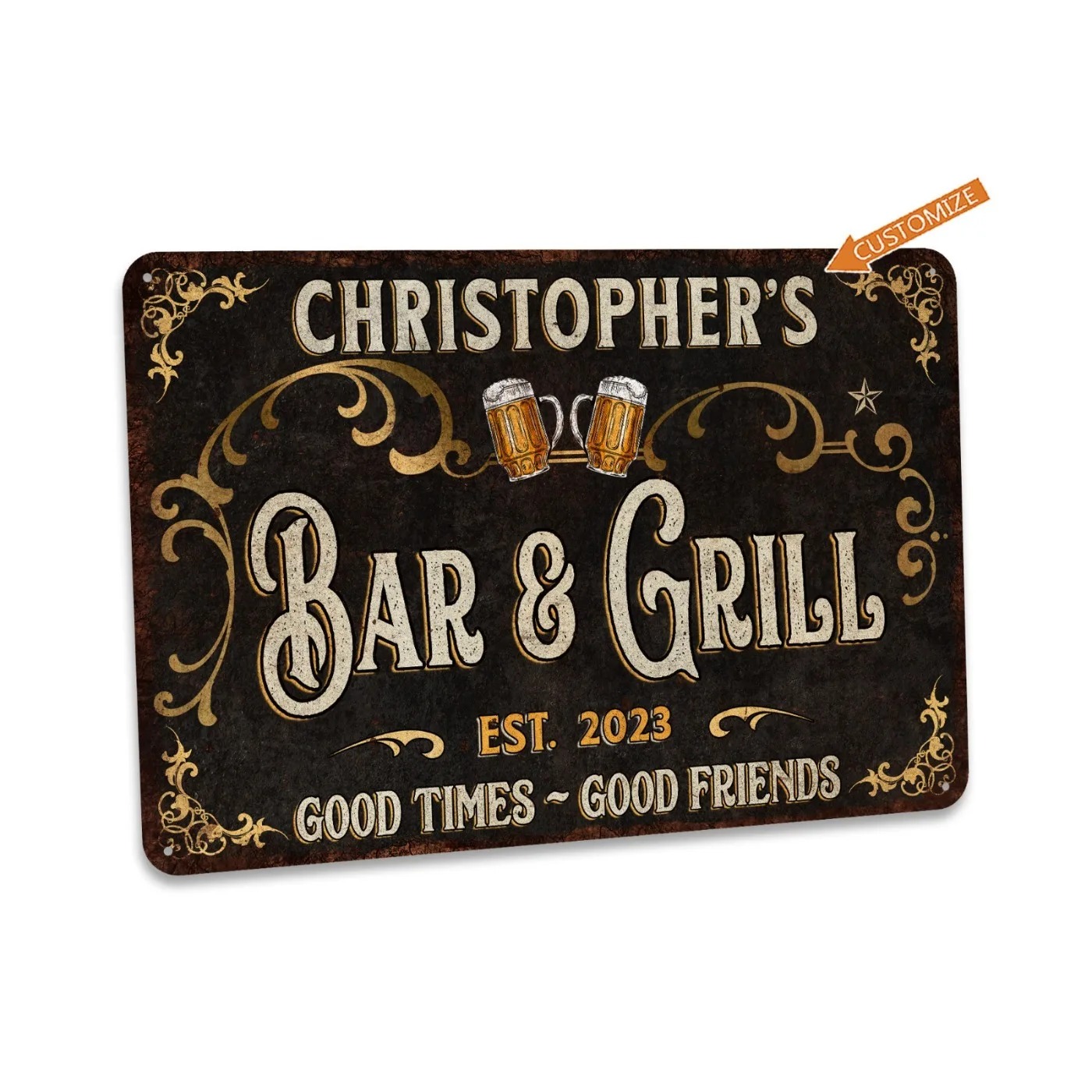 Home Bar Signs - لافتة معدنية مخصصة للبار والشواء، بتصميم