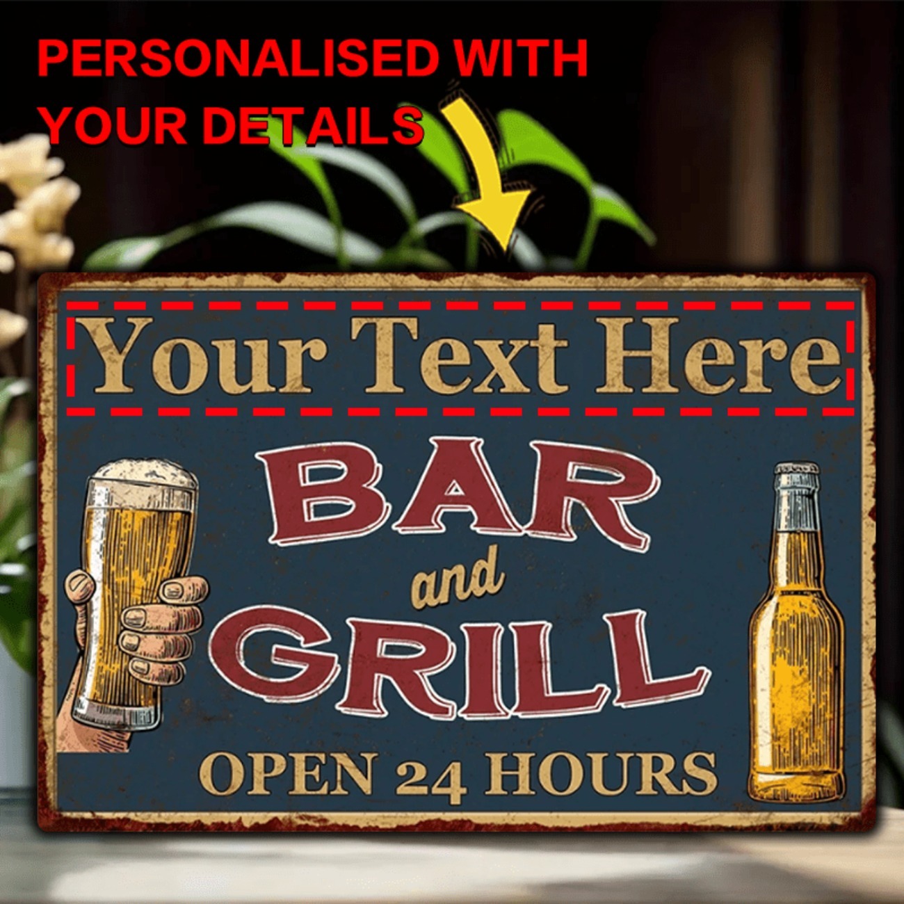 Home Bar Signs - لافتة معدنية من الألومنيوم قابلة للتخصيص