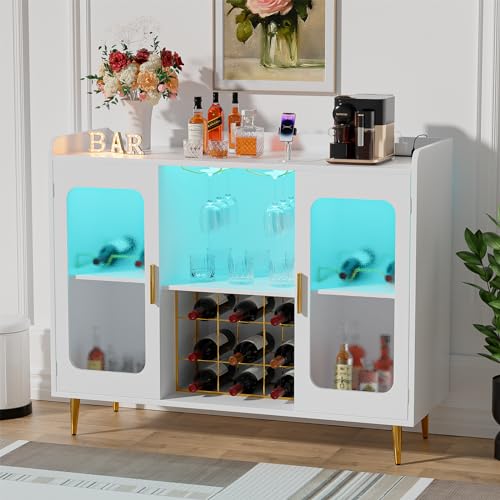 Home Bar And Cabinet - خزانة مشروبات مع مأخذ كهربائي وإضاءة