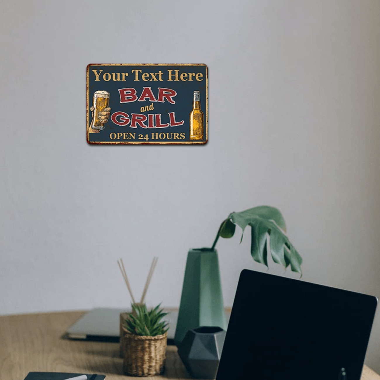 لافتة معدنية من الألومنيوم قاب - مراجعة Home Bar Signs وسعره