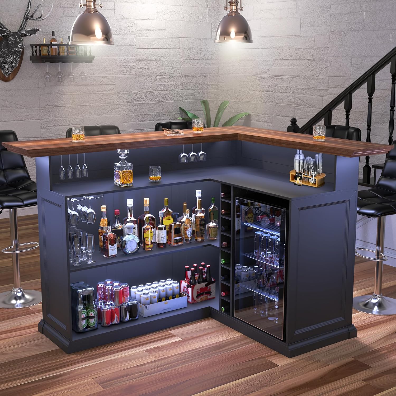 خزانة بار منزلية على شكل حرف L - مراجعة Home Bar And Cabinet وسعره
