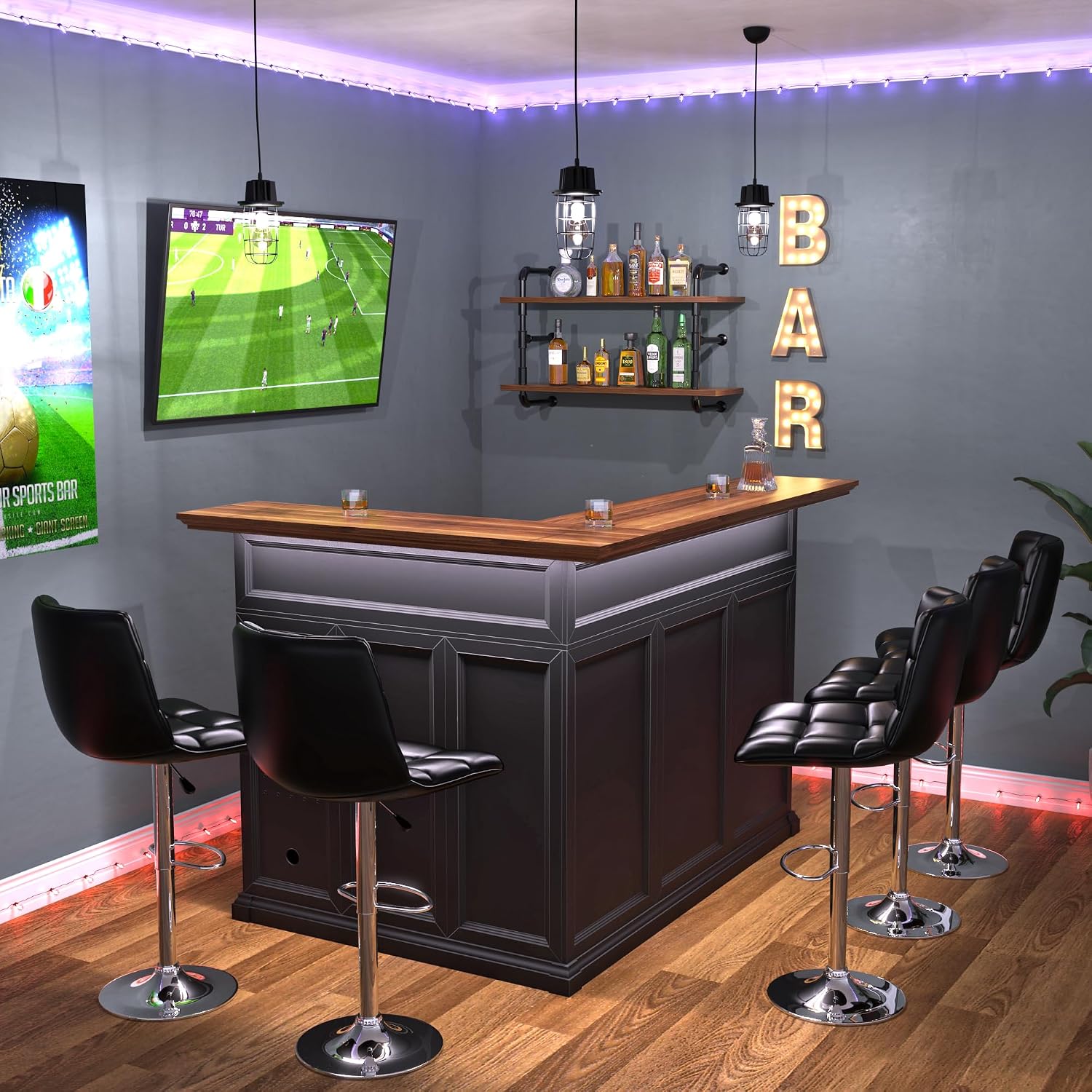 خزانة بار منزلية على شكل حرف L - مراجعة Home Bar And Cabinet وسعره